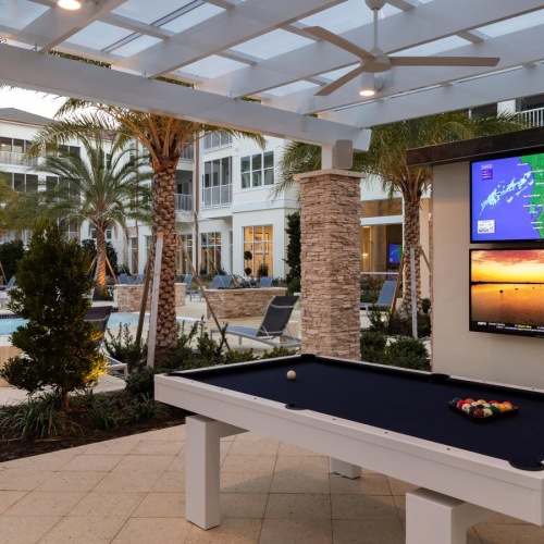 The essence of exceptional living a pool table in a outside