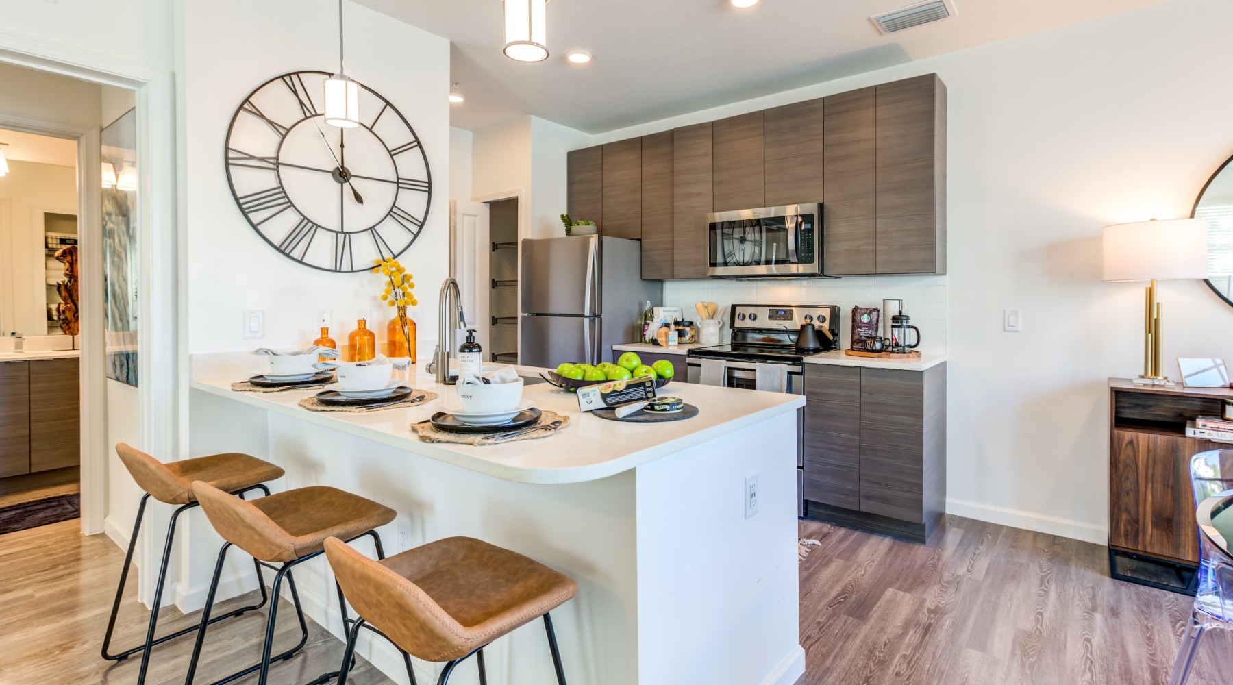 Kitchen island with bar style seating