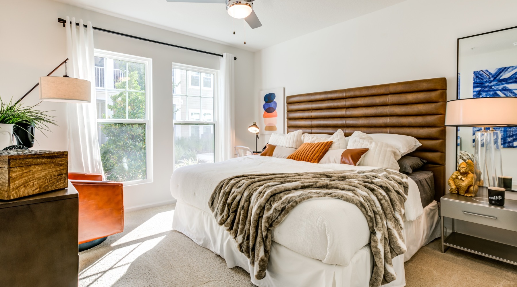 Bedroom with a large window\