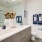 a bathroom with a large mirror